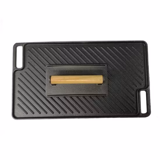 Plancha de hierro fundido, parrilla cuadrada Reversible de hierro fundido para un solo quemador, doble cara, utilizada en fuego abierto y en horno previo