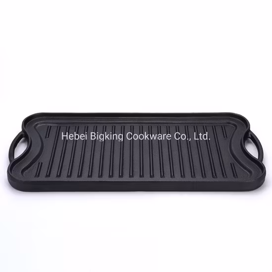 Plancha de dos quemadores Placa de doble cara Estufa de hierro fundido Parrilla superior Sartén reversible